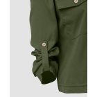 Flap Pocket Roll Tab Sleeve Drawstring Hem Zip Up Jacket