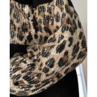 Contrast Sequin Long Sleeve Jacket Top Button Front Raw Hem Loose Fit Shacket