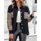 Contrast Sequin Long Sleeve Jacket Top Button Front Raw Hem Loose Fit Shacket
