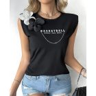 Floral Pattern Basketball Dribble Pass Shoot Print Tank Top