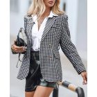 Houndstooth Pattern Double Breasted Blazer With Belt