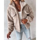 Turn-down Collar Buttoned Teddy Jacket