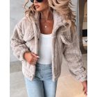 Turn-down Collar Buttoned Teddy Jacket