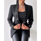 Contrast Sequin Shawl Collar Blazer Coat Button Front Long Sleeve Coat