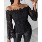 Off Shoulder Long Sleeve Lace Top