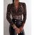 Cheetah Print V-neck Long Sleeve Top