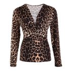 Cheetah Print V-neck Long Sleeve Top