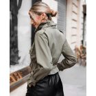 Pocket Button Design Long Sleeve Cargo Biker Jacket