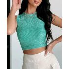 2-Pack Washed Seamless Sleeveless Rib-Knit Crop Top